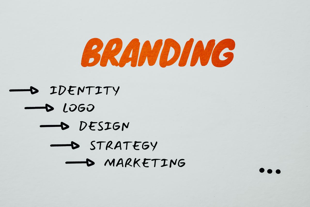 Représentation visuelle des stratégies de branding, d’identité et de marketing.